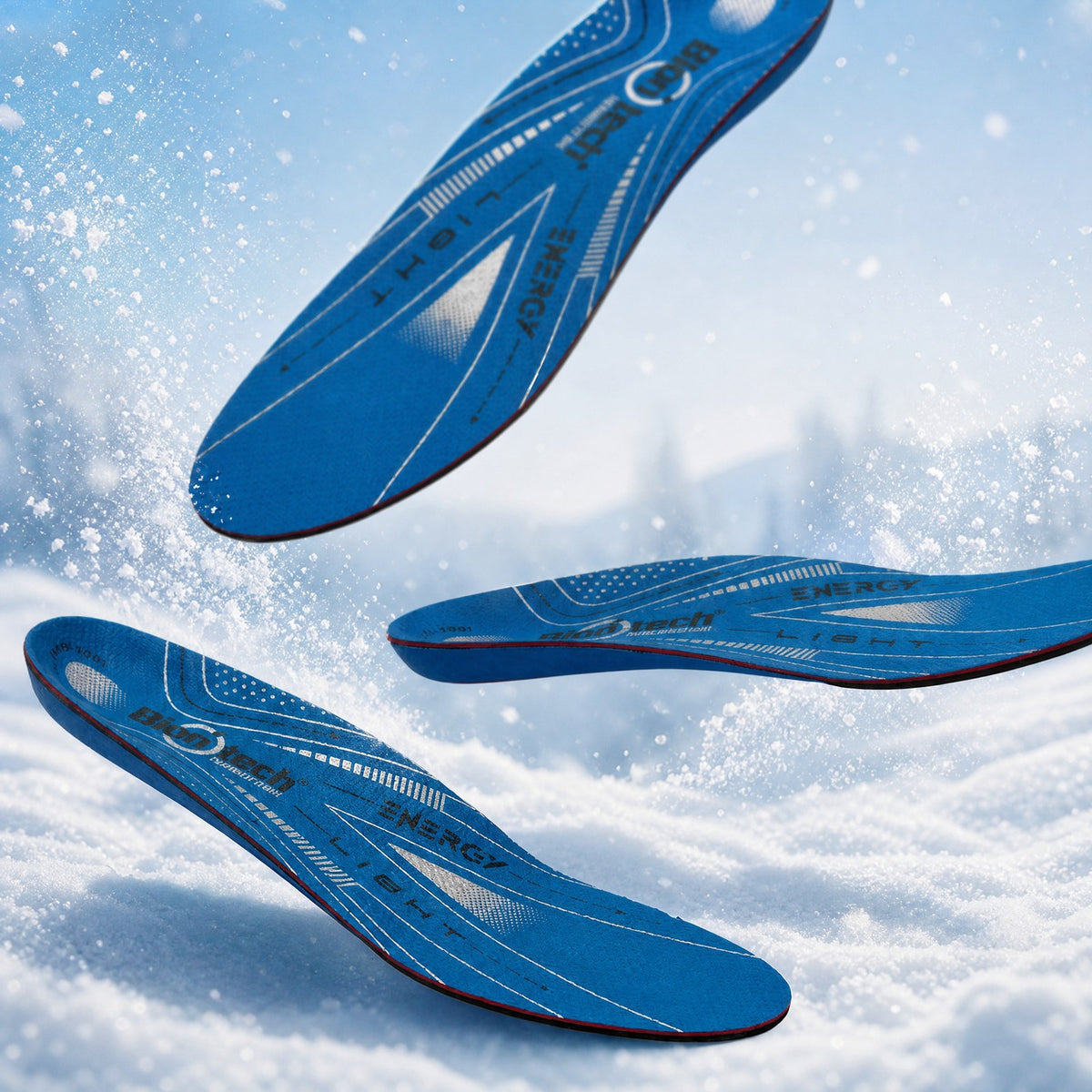 Plantillas Biontech Snow entre nieve en polvo