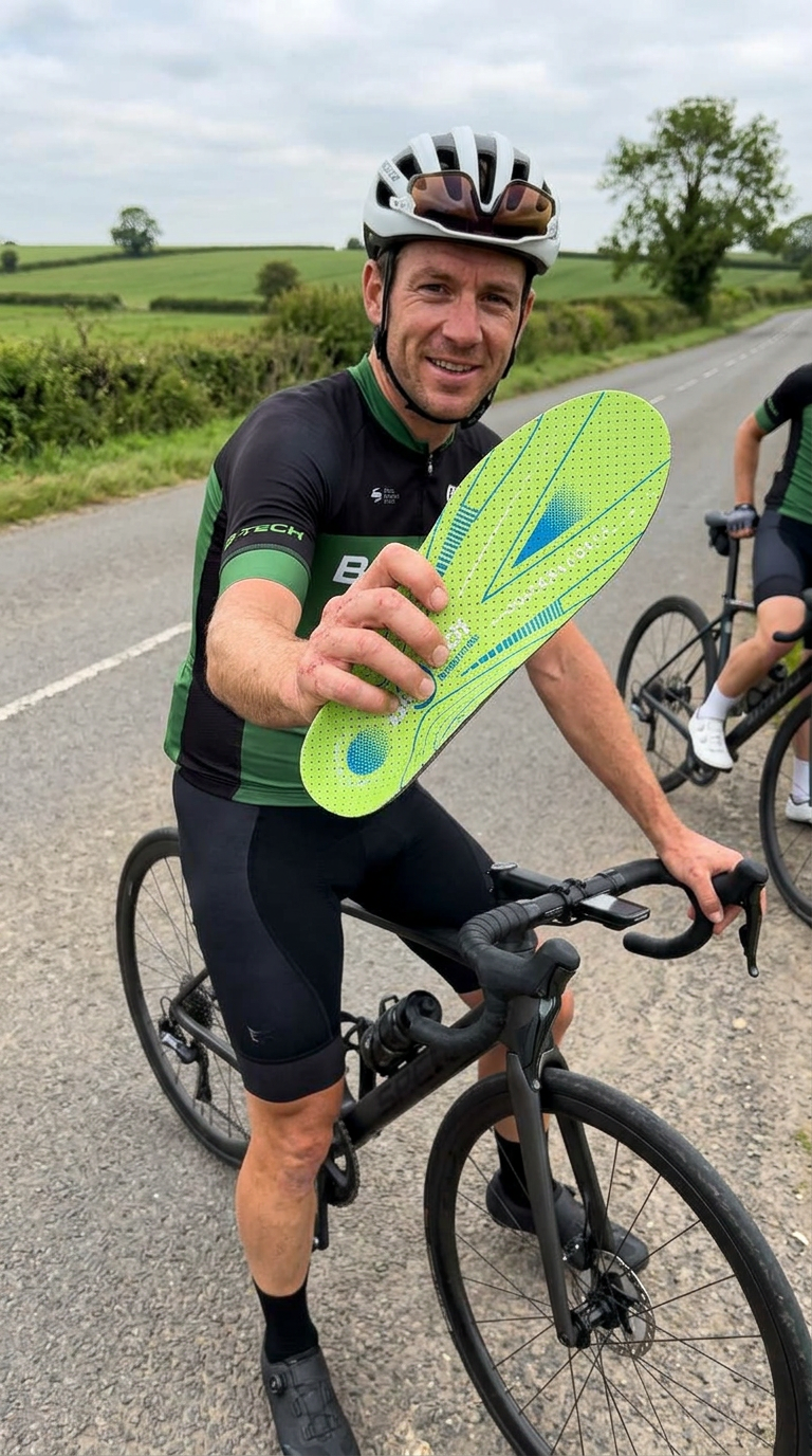 Ciclista con su plantilla Biontech Superlight